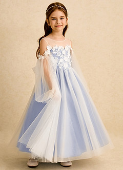 Azazie Zimi Blumenmädchenkleider Ballkleid Herzausschnitt Tüll Kleid Eis image6