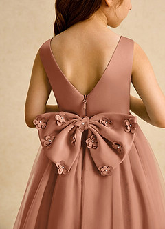 Azazie Malva Flower Girl Dresses Bronzer Ball-Gown Bow Tulle Dress image6