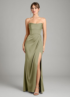 Azazie Johana Bridesmaid Dresses Pistachio Mermaid Off the Shoulder Stretch Satin Convertible Dress image9