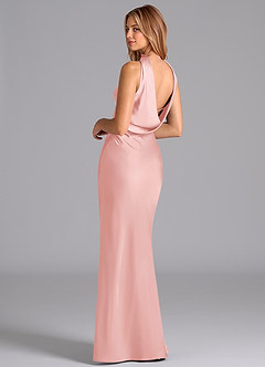 Azazie Lusinda Bridesmaid Dresses Powder Pink Mermaid Strapless Stretch Satin Dress image2