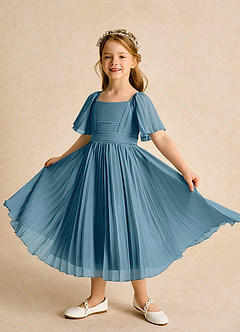 Azazie Gisele Abiti da Ragazza di Fiori Abito A-Line in Chiffon Plissettato Bermuda image4