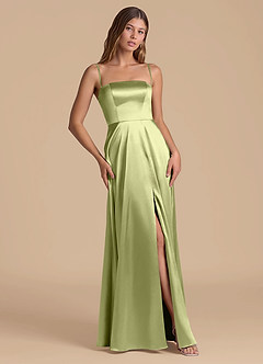 Azazie Wren Bridesmaid Dresses Pistachio A-Line Strapless Metallic Satin Dress image5