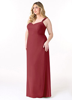 Azazie Denice Brautjungfernkleider Etui Gefaltet Chiffon Kleid Granatapfelrot image11