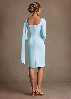 Azazie Merian Mother of the Bride Dresses Sky Blue Column Pleated Stretch Crepe Dress image2