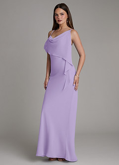Azazie Yura Bridesmaid Dresses Lilac Mermaid Off the Shoulder Chiffon Dress image5