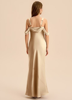 Azazie Bellalina Junior Champagne Mermaid Pleated Stretch Satin Dress image2