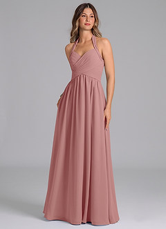 Azazie Darlyn Bridesmaid Dresses Dusty Rose A-Line Pleated Chiffon Dress image1