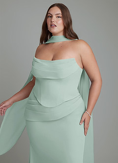 Azazie Sorrel Bridesmaid Dresses Agave Mermaid Corset Chiffon Dress image11