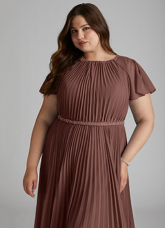 Azazie Kara Modest Bridesmaid Dresses A-Line Pleated Chiffon Floor-Length Dress image15