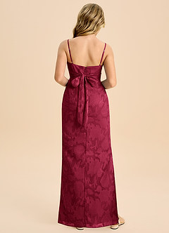 Azazie Mai Junior Burgundy Sheath Pleated Floral Burnout Dress image2