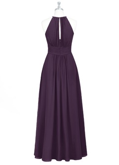 Azazie Bonnie Bridesmaid Dresses A-Line Keyhole Ruched Chiffon Floor-Length Dress image7