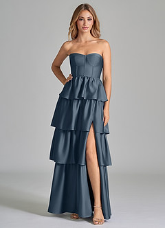 Azazie Faye Brautjungfernkleider A-Linie Gestreift Stretch-Satin Kleid Zwielichtviolett image3