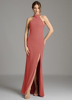 Azazie Cairo Bridesmaid Dresses Antique Rose Mermaid Pleated Chiffon Dress image1