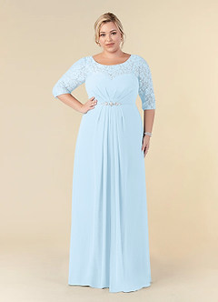 Azazie Leonine Mother of the Bride Dresses Sky Blue A-Line Scoop lace Chiffon Dress image10