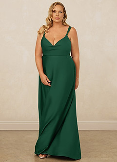 Christian Siriano Bridal for Azazie 1001 Brautjungfernkleider A-Linie Herzausschnitt Stretch-Satin Kleid Dunkelgrün image15