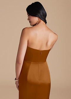 Azazie Aura Robes de demoiselle d'honneur Robe Sirène Convertible en Satiné métallisé Cuivre image4