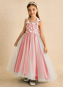Azazie Darlina vestidos de niña de las flores Vestido de Marfil Coral de Tul de Princesa con Encaje image9