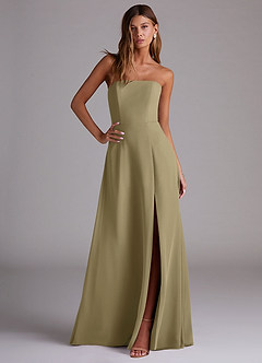 Azazie Wren Bridesmaid Dresses Moss Green A-Line Side Slit Chiffon Convertible Dress image3