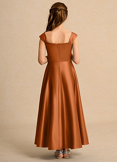 Azazie Bundle Girls Formal Blumenmädchenkleider A-Linie Plissee Matte Satin Kleid Kupfer image2