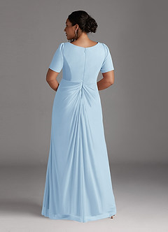 Azazie Bessie Kleider für die Brautmutter A-Linie Plissee Gittergewebe Kleid Himmelblau image8