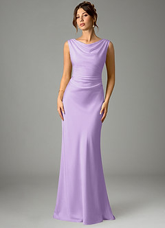 Azazie Kieryn Bridesmaid Dresses Lilac Mermaid Pleated Stretch Satin Dress image1