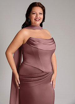 Azazie Sorrel Bridesmaid Dresses Vintage Mauve Mermaid Strapless Stretch Satin Convertible Dress image10
