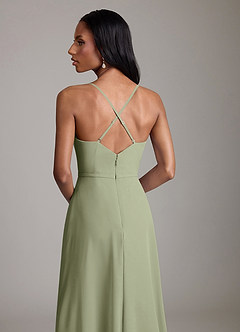Azazie Naeem Bridesmaid Dresses Pistachio A-Line V-Neck Ruffle Chiffon Dress image7