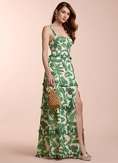 Klarissa Green Palm Print Maxi Dress image4