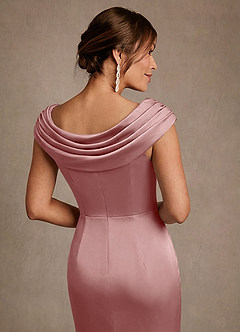 Azazie Irvine Kleider für die Brautmutter A-Linie Plissee Stretch-Satin Kleid Altrosa image6
