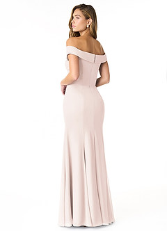 Azazie Lecia Brautjungfernkleider Wandelbar Empire Schulterfrei, plissiert Chiffon Kleid Blassrosa image4