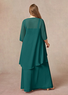 Azazie Weisz Mother of the Bride Dresses Peacock A-Line Square Neckline Pleated Chiffon Dress image8