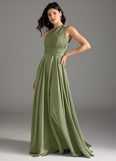 Azazie Charlize Bridesmaid Dresses Garden Sage A-Line One Shoulder Stretch Satin Dress image4