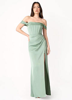 Nicole Aloe Green and Pistachio Contrast Maxi Dress image1