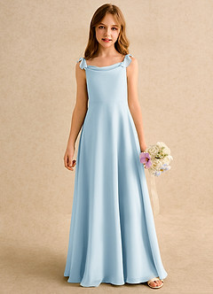 Azazie Puppy Girls Formal Flower Girl Dresses Sky Blue A-Line Pleated Chiffon Dress image5