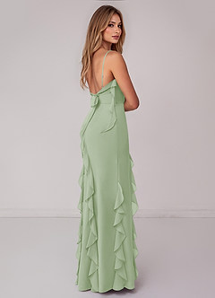 Azazie Malia Bridesmaid Dresses Dusty Sage Sheath Ruched Chiffon Dress image5