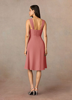 Azazie Olivia Mère de la mariée Robes Robe Trapèze en Mousseline de soie Encolure carrée plissée Antique Rose image5