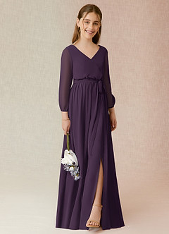 Azazie Angelica Junior Plum A-Line Pleated Chiffon Dress image4