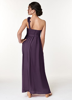 Azazie Flower Junior Plum A-Line Pleated Chiffon Dress image6