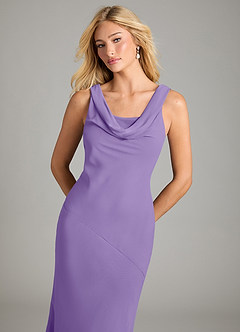 Azazie Rylina Vestidos de damas de honor Vestido de Tahití de Gasa de Corte Sirena con Plisado image3