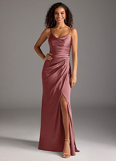 Azazie Deandra Brautjungfernkleider Meerjungfrau-Linie Plissee Stretch-Satin Kleid Amethyst image6