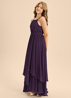 Azazie Elliora Junior Plum A-Line Pleated Chiffon Dress image6
