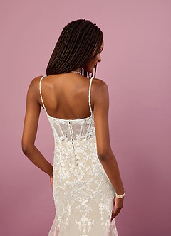 Barbie ♥ Azazie Wedding Dresses Diamond White Champagne Mermaid Sequins Tulle Dress image5