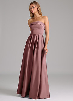 Azazie Lucienne Bridesmaid Dresses Vintage Mauve A-Line Strapless Stretch Satin Convertible Dress image6