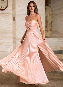 Ylura Rose Perle Robe de bal plissée trapèze image8