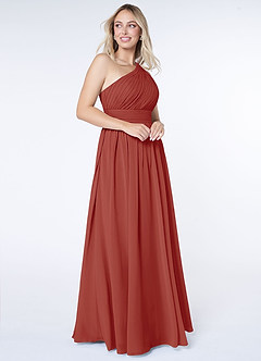 Azazie Molly Final Sale Dusty Blue A-Line One Shoulder Chiffon Dress image5