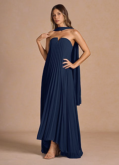 Nahla Navy Allover Pleated Maxi Dress image3