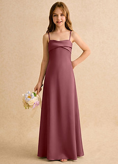 Azazie Mirabella Girls Formal Flower Girl Klänningar Klänning Tubklänning i Stretch Satin Hjärtformad urringning image5