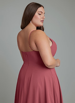 Azazie Amani Bridesmaid Dresses Merlot A-Line Pleated Chiffon Dress image13