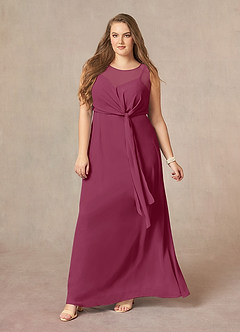 Azazie Marchioness Mother of the Bride Dresses Mulberry A-Line Scoop Pleated Chiffon Dress image10