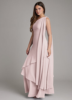 Azazie Monique Brautjungfernkleider A-Linie One-Shoulder Chiffon Kleid Zartrosa image3